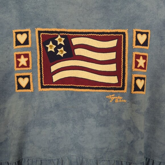 Cactus Bay Vintage light tie dye blue Maxi Dress Patriotic Flag Print Tie Back M - Picture 6 of 14